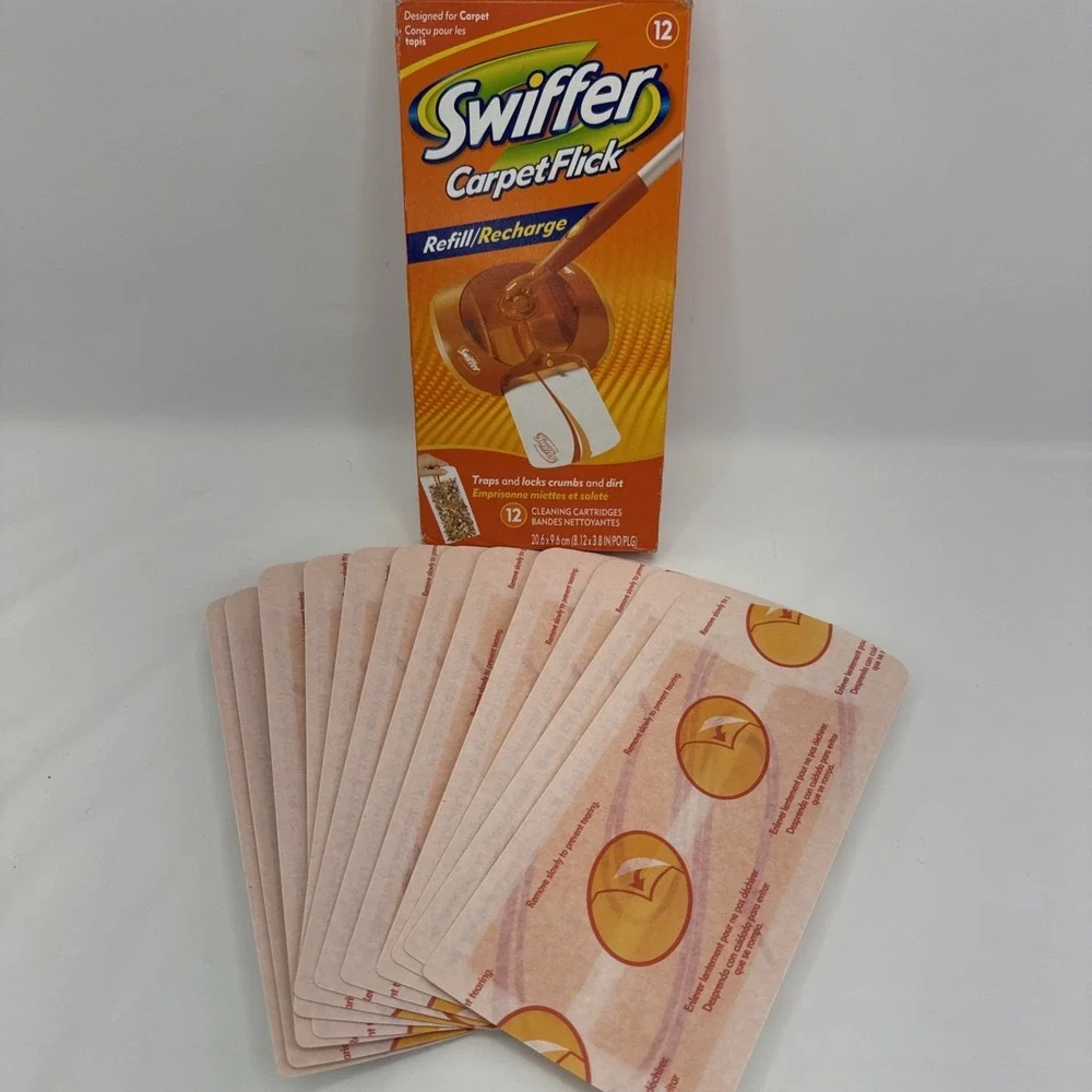 Swiffer Carpet Flick Refill 12 Cleaning Cartridges Carpet Sweeper Refills NOS